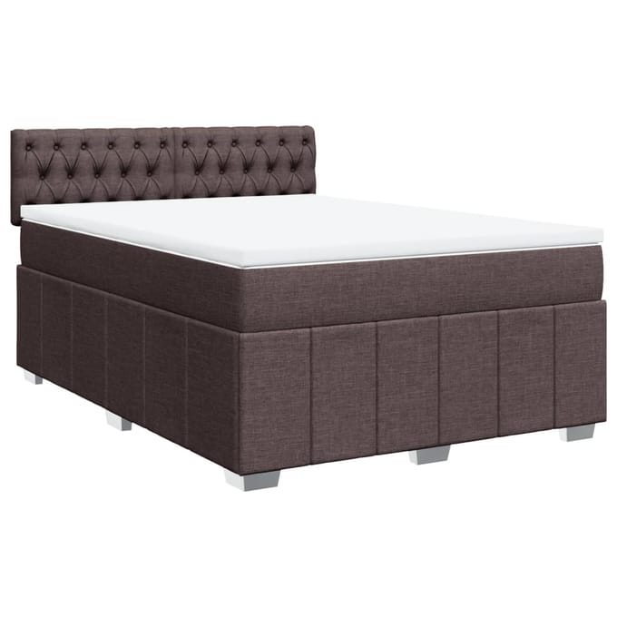 vidaXL - Boxspring - met - matras - stof - donkerbruin - 160x200 - cm