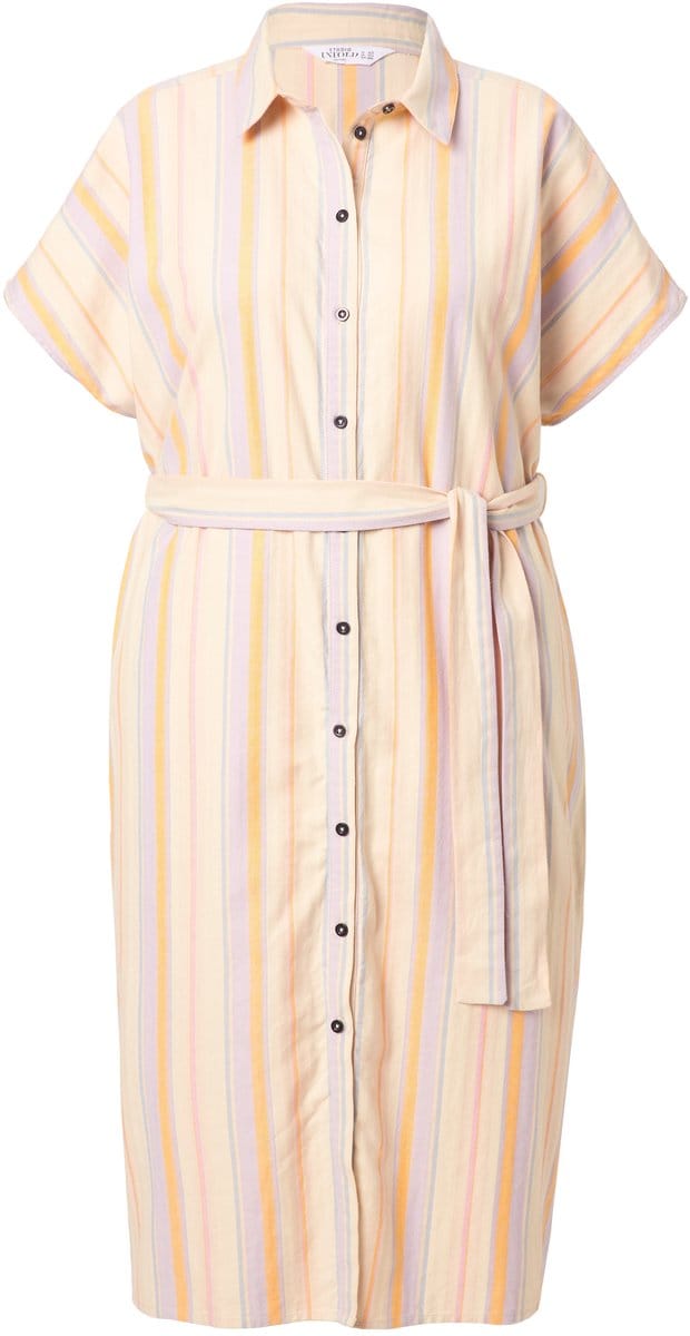 Studio Untold - Dames - Midi-jurk overhemdjurk strepen - Beige - Maat 46+