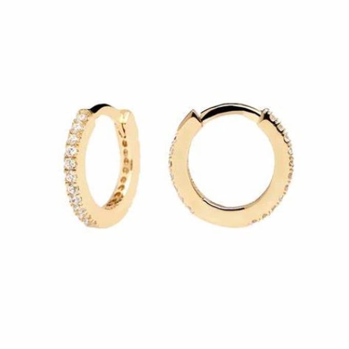 Crytals Hoop Earrings Gold 14K
