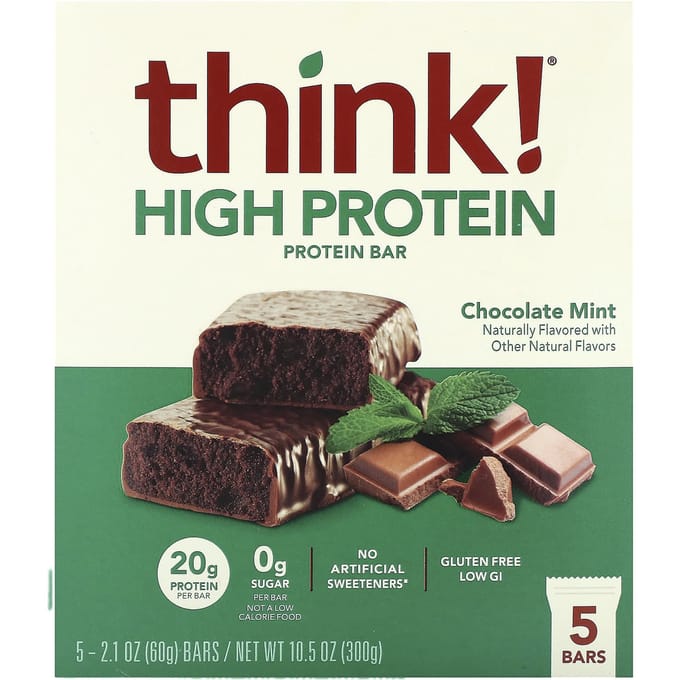 Pense!, Barre Protéinée, Chocolat Menthe, 5 barres, 60 g (2,1 onces) chaque