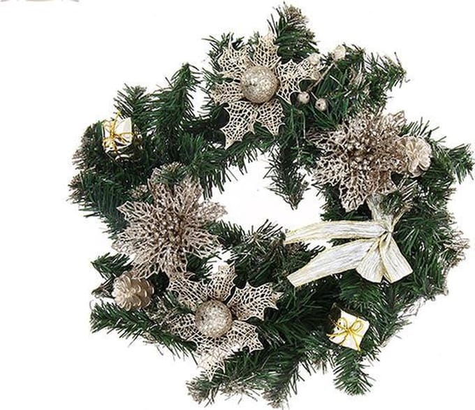Kerst kroon deur 40cm champagne - Plastic - SILUMEN