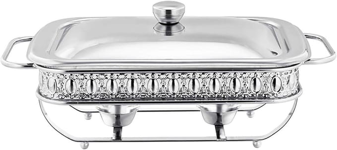 Voedselwarmer Set - Buffet Server - Eten Warm Houden - Gehard Glas Deksel - 2 Liter Capaciteit - Zilver