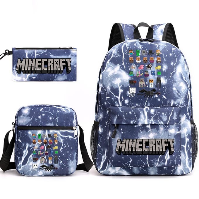 Minecraft Schooltas Game Merchandise Student Grote Capaciteit Print Drie Delige Schooltas Mannen En Vrouwen Three-piece set