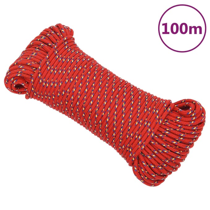 vidaXL - Boottouw - 4 - mm - 100 - m - polypropyleen - rood