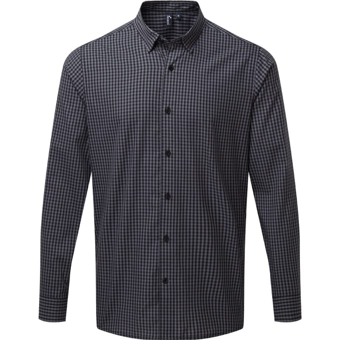 Premier Heren Maxton Check Shirt met lange mouwen (Staal/Zwart)