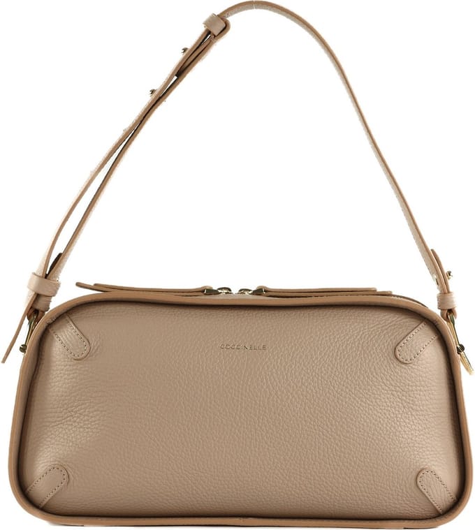 COCCINELLE Leren Schoudertas Maleta Shoulder Bag Rosette Beige
