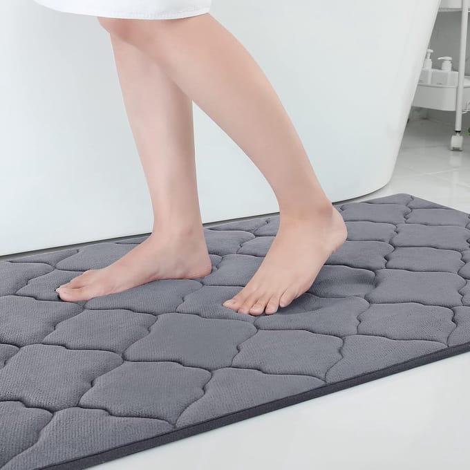 Olanly Antislip Badmat - Douchemat -Absorberende Badkamermat - Memory Foam Douchemat- 61x120cm - Grijs