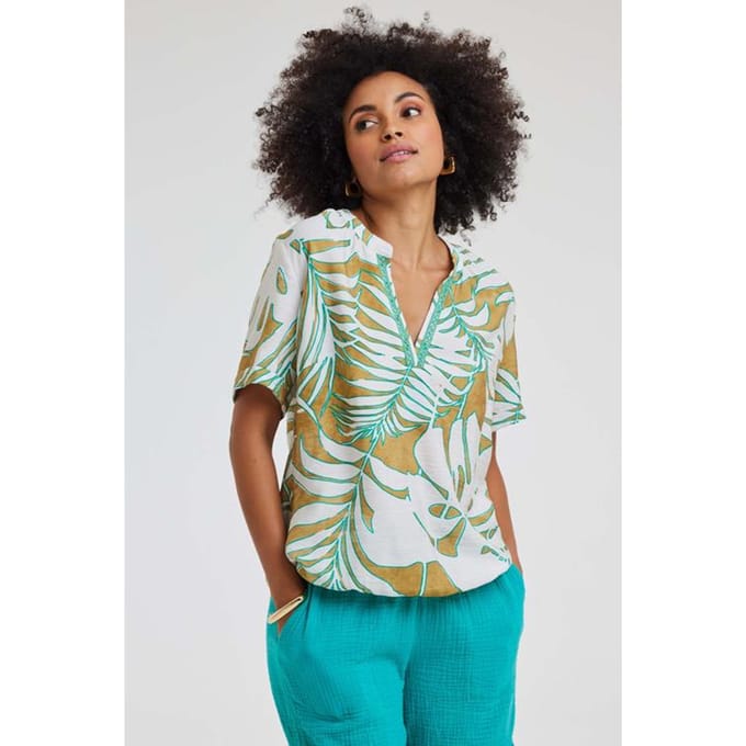 Blouse Moon Moss Safari print