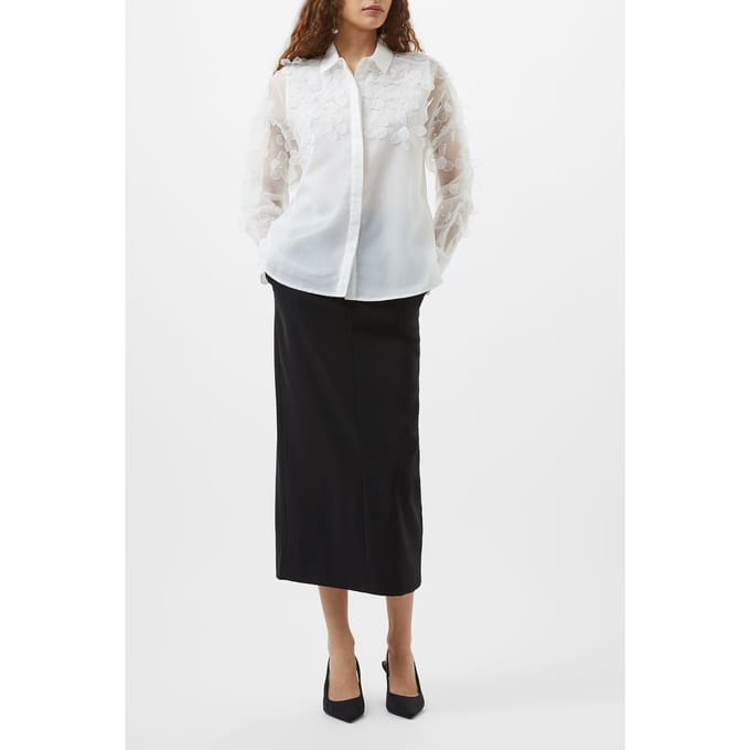 French Connection Camden 3d Floral Shirt Summer White Taglia: 8 | Magliette intime Outlet | Donna | Bianco