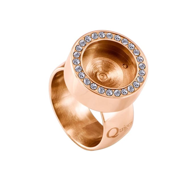 Quiges - RVS Dames Mini Munt Ring Rosegoudkleurig met Zirkonia - SLSR00516 - Maat 16