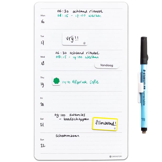 GreenStory - Sticky Whiteboard - Bureau Agenda weekoverzicht
