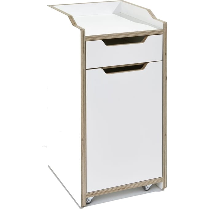 Müller Möbelwerkstätten - PLANE rolcontainer - CPL wit met berk - met scharnieren deur rechts