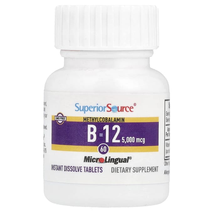 Methylcobalamine B-12, 5.000 mcg, Microlingual® Snel Oplossende Tabletten, 60 Tabletten