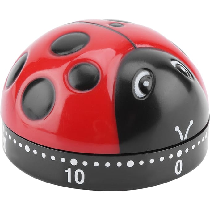 Lieveheersbeestje Keukentimer 60 Minuten Timer Mechanische Opwindtimer Keuken Kookwekker wit