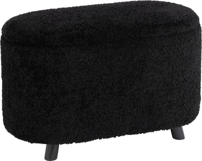 J-Line poef Opslag Teddy - polyester - zwart