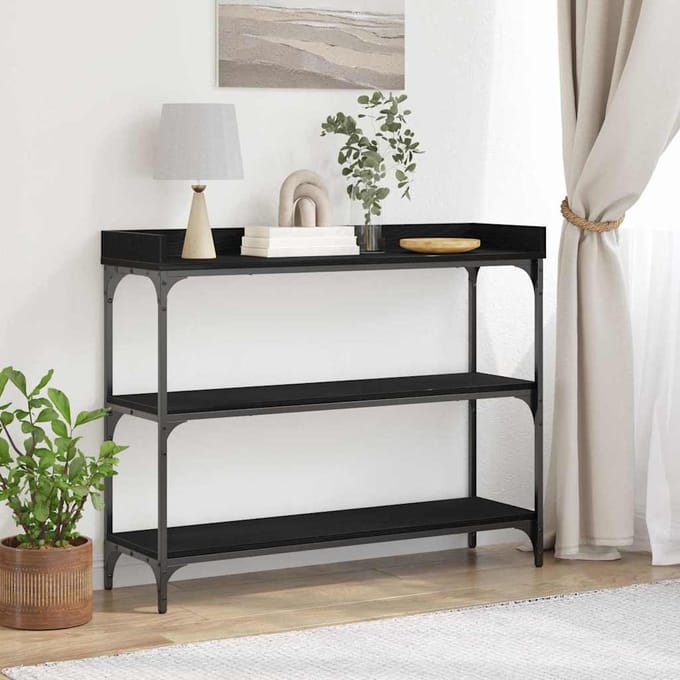 vidaXL Console Tafel met plank met opslag Zwart eiken 100 x 30 x 80 cm