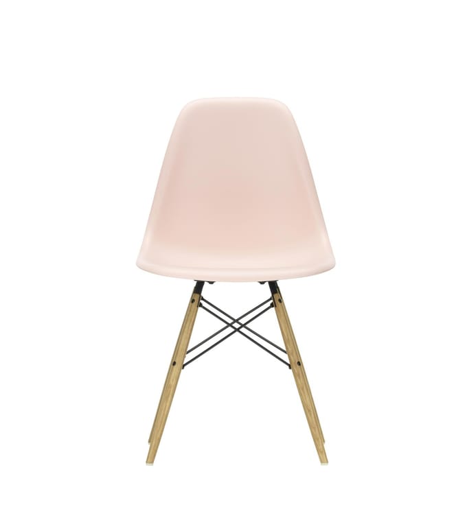 Vitra - DSW Eames Plastic Sidechair - honingkleurig essenhout - zachtroze RE