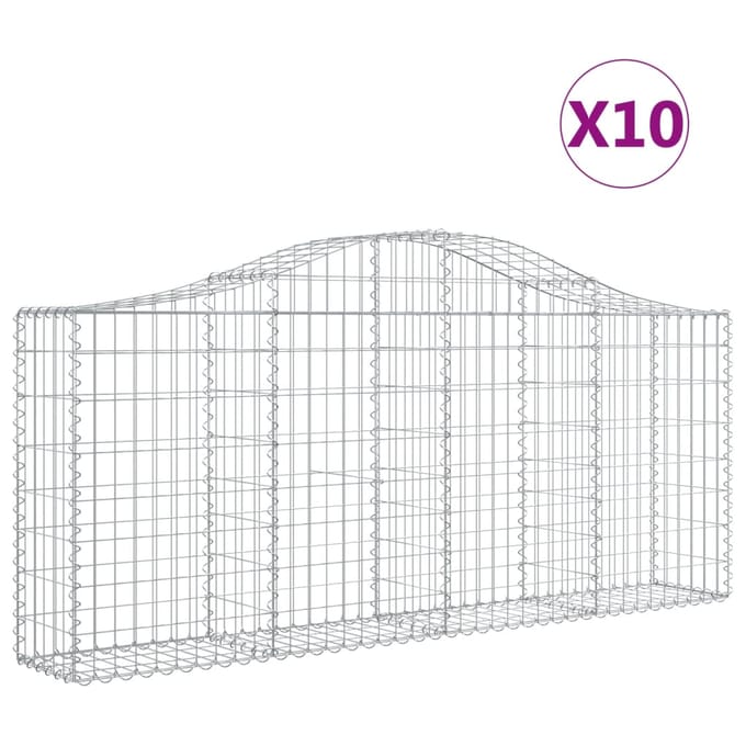 vidaXL - Schanskorven - 10 - st - gewelfd - 200x30x80/100 - cm - ijzer