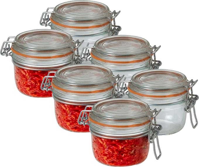 Le Parfait Voorraad/weckpot - 6x - glas - transparant - 7 x 7 cm - 125 ml
