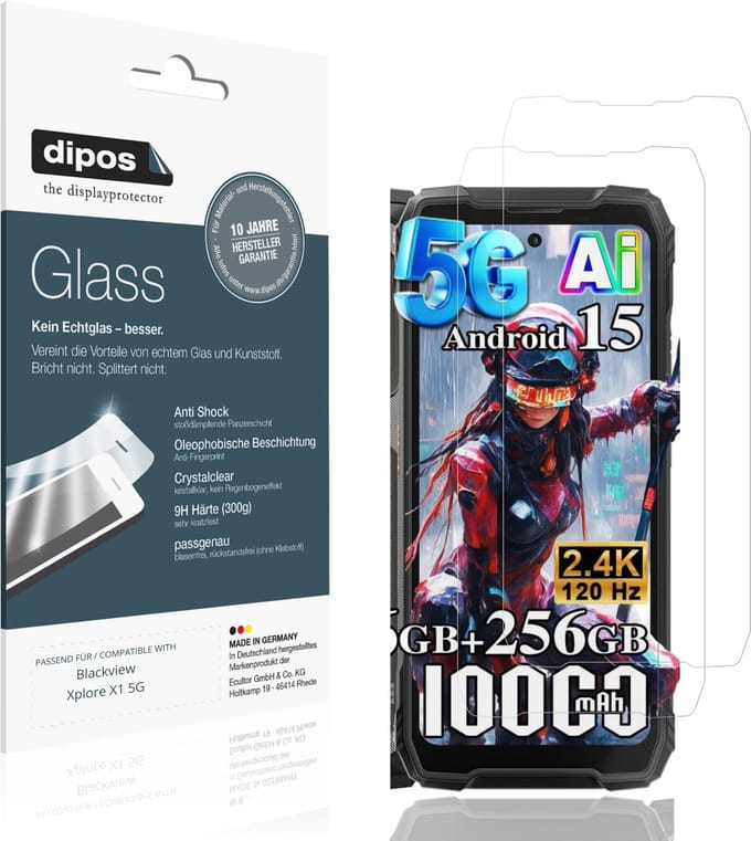 dipos – 2x Pantserfolie geschikt voor Blackview Xplore X1 5G | 9H Screenprotector