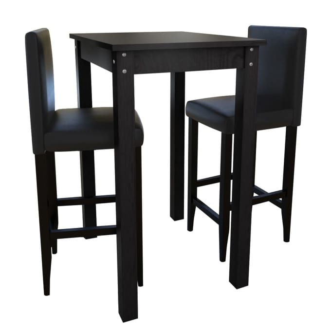 vidaXL - Bartafel - met - 2 - barkrukken - zwart
