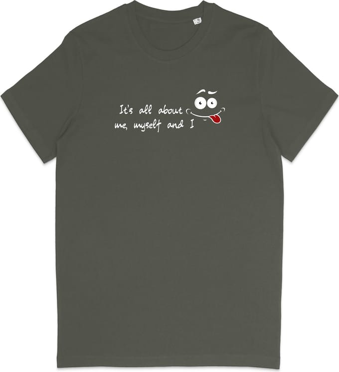 T Shirt Heren - Grappige Print - Korte Mouw - Groen (Khaki) - Maat S