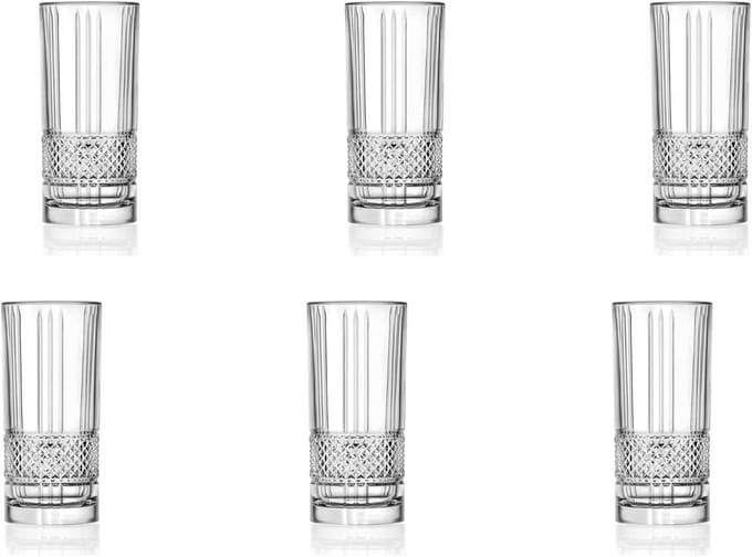 Brillante Longdrinkglazen – Set van 6 Luxe Glazen van 370 ml - Cocktailglazen