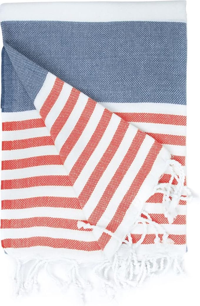 The One Towelling Hamamdoek - Blauw/Rood - 100x180cm
