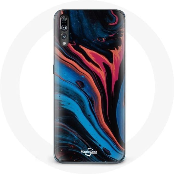 Coque pour Huawei p20 Texture abstraite bleu noir rouge