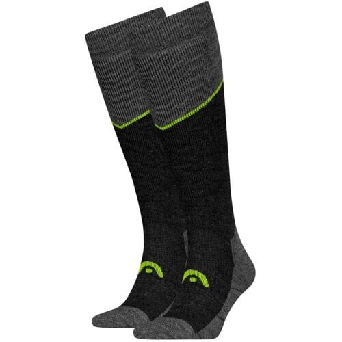 HEAD Skisokken Kneehigh - 2 paar - Grey Melange / Lime - Maat 35/38