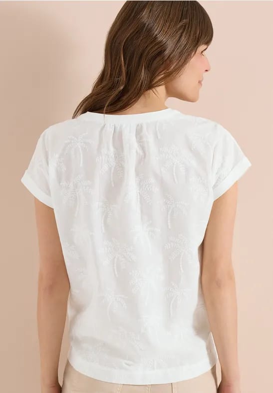 Blouse met hangende schouder en borduursel