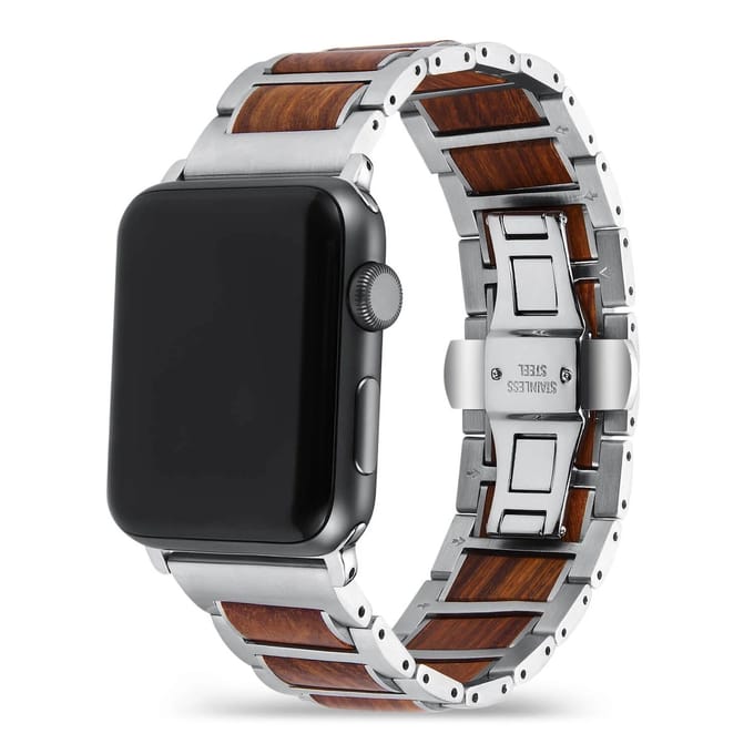 Apple Watch-bandje - walnotenhout en staal 38-41 mm