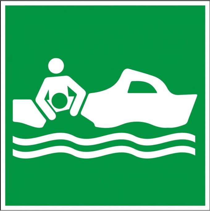 Reddingsboot bord - kunststof - E037 400 x 400 mm