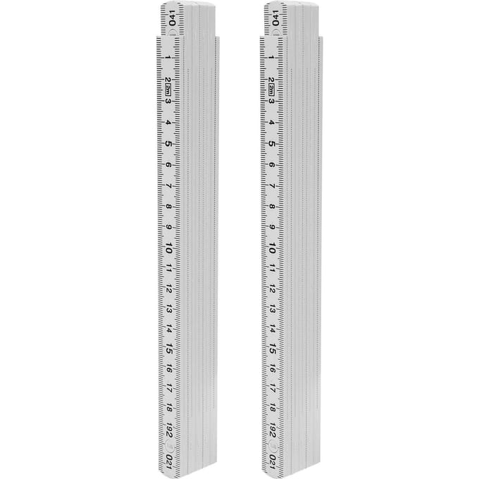 Règle de charpentier pliable de 2 m, 2 pièces, bâton de mesure compact et léger, outil de travail du bois white