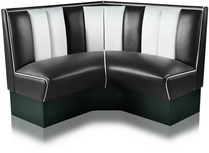 Bel Air Dinerbank Quarter Circle Booth HW-120-120 Zwart