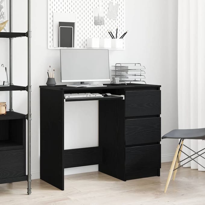 vidaXL - Bureau - 90x45x76 - cm - spaanplaat - zwart - eikenkleurig