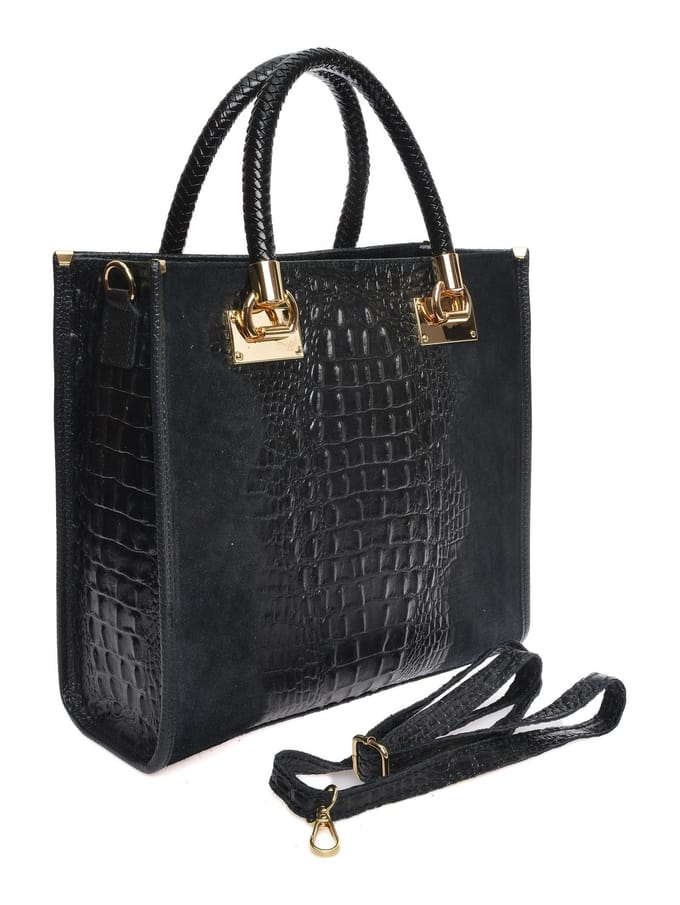 Roberta M Zwart Rundleer Tas
