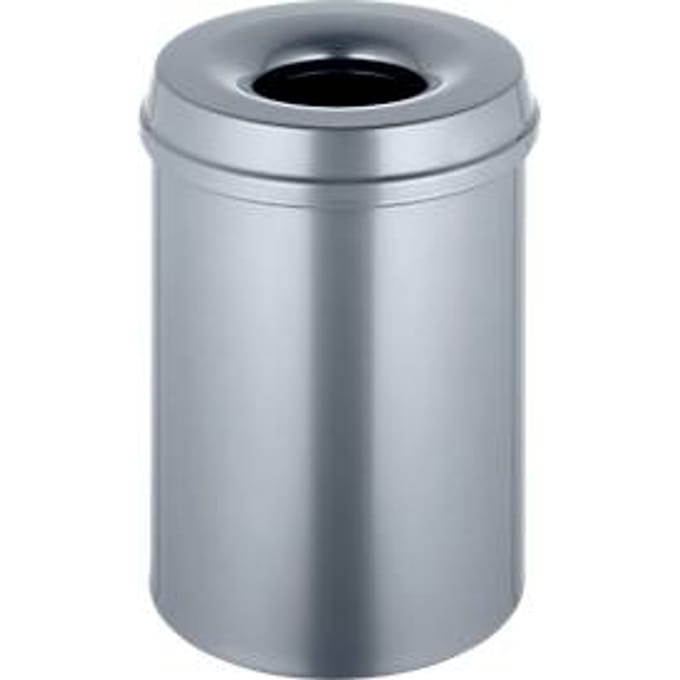 Afvalverzamelaar 15 l zelfblussend, romp zilver/deksel zilver