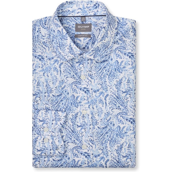 OLYMP Luxor Overhemd, Comfort Fit, New Kent, Bleu