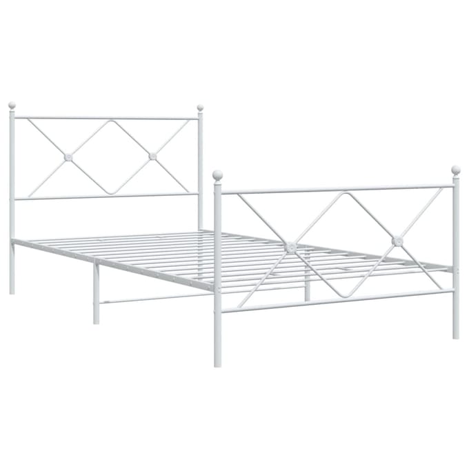 vidaXL - Bedframe - met - hoofd- - en - voeteneinde - metaal - wit - 107x203 - cm