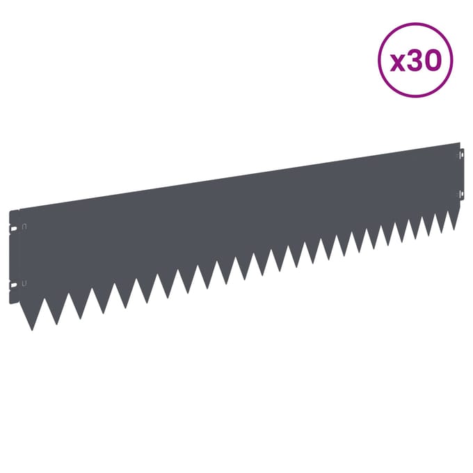 vidaXL - Gazonrand - 30 - st - 103 - x - 20 - cm - Staal - Antraciet
