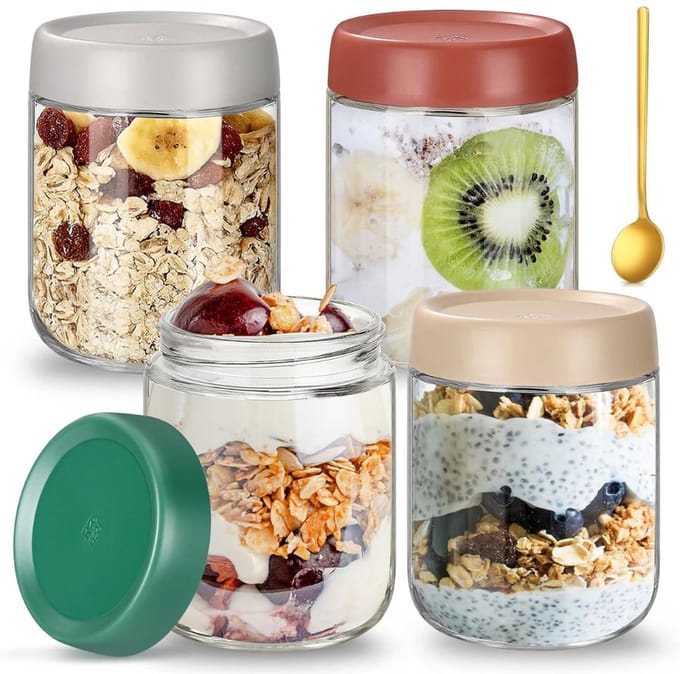 Overnight Oats Potjes - Mason Jar - Meusli Beker met Deksel