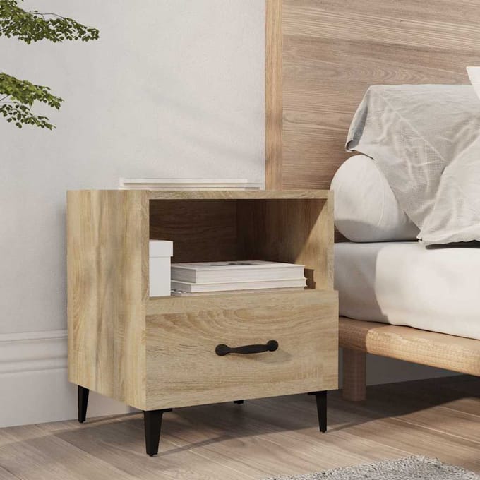 vidaXL - Nachtkastje - bewerkt - hout - sonoma - eikenkleurig