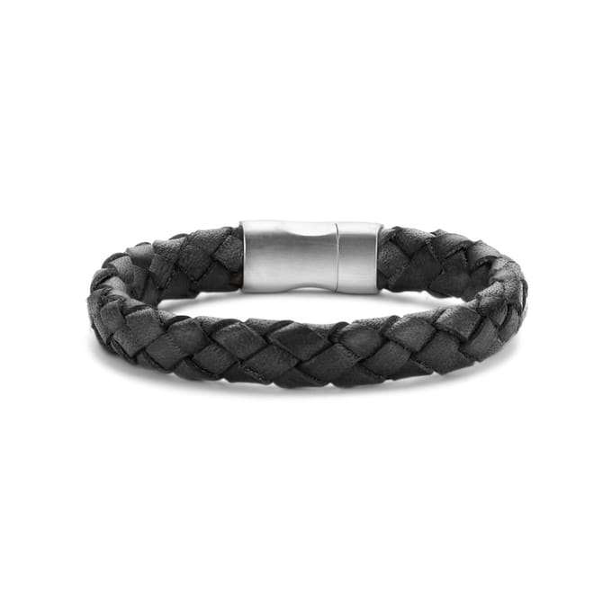 Frank 1967 bracelet black braided leather 20cm ips