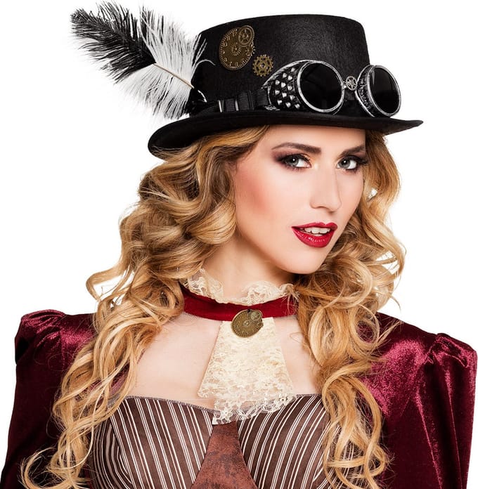 Boland - Hoed Specspunk Zwart - 59 - Volwassenen - Unisex - Steampunk- Sciencefiction