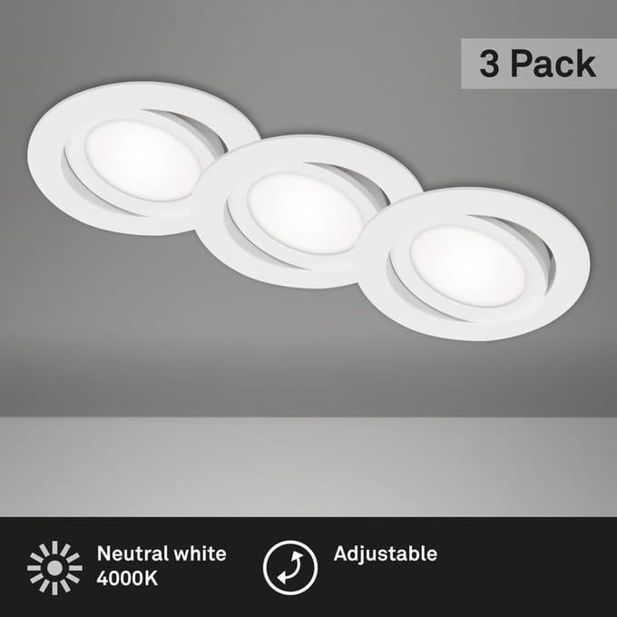 BRILONER LED Inbouwspot set 7114 Ø 106 mm wit, 3 stuks