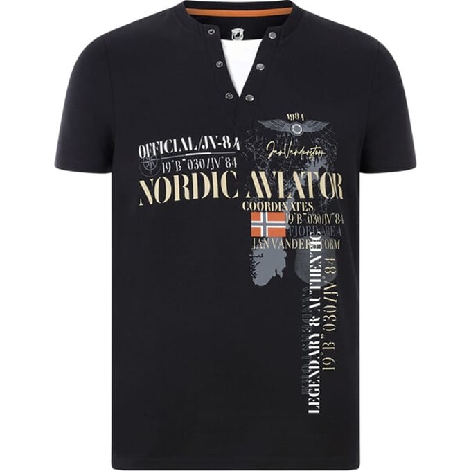 Jan Vanderstorm herren T-Shirt - 56/58 - zwart - Plus Size