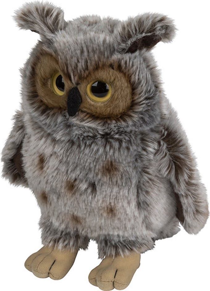 Nature Planet Pluche Oehoe uil - knuffeldier - 22 cm - vogels/uilen knuffels