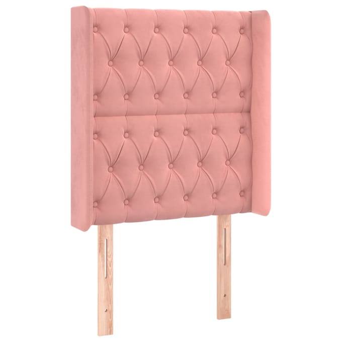 vidaXL - Hoofdbord - LED - 83x16x118/128 - cm - fluweel - roze