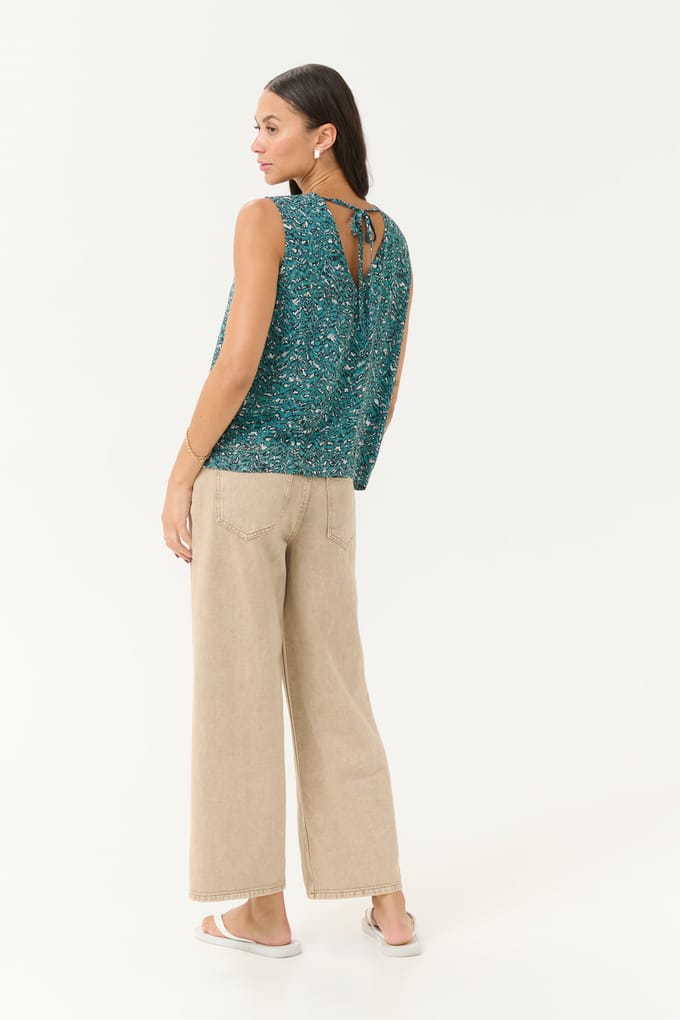 Blouse met korte mouwen Regular fit Teal/Black/White Graphic multicolour